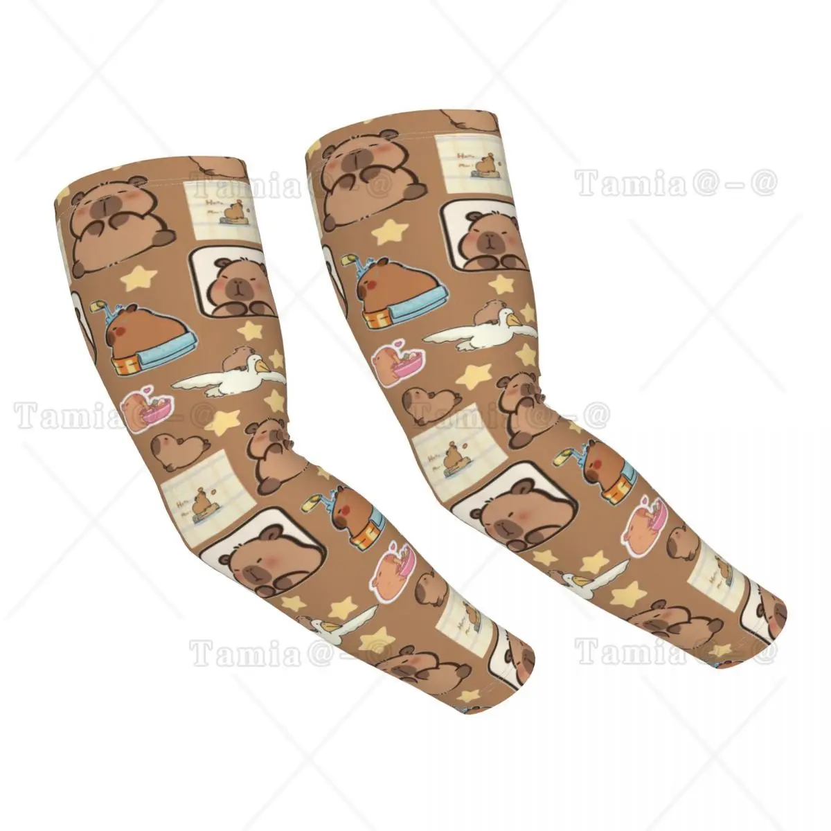 Custom Capybara Sports Compression Arm Sleeves Warmer Women Men Sun UV Protection Tattoo Cover Up for Fishing