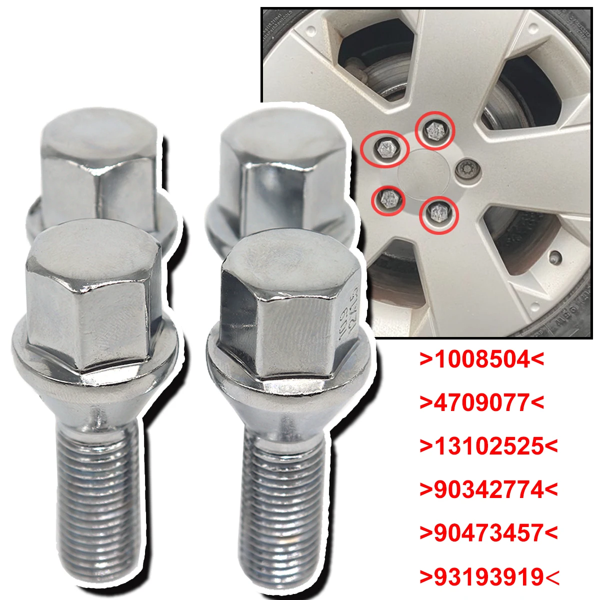

Car Wheel Tyre Nut Stud For Opel Vauxhall Adam Astra Calibra Combo Corsa Meriva Senator Zafira Lug Bolt Screw Replacement Longer