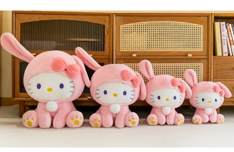 Hello Kitty Rabbit Plushie Stuffed Toys Sanrio Kt Cat Cute Cartoon Bunny Doll Pillow Home Decoration Kid Birthday Gift Easter