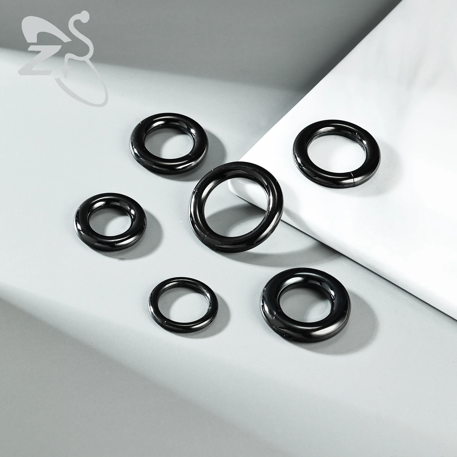 ZS 1PC G23 Tytanowy kolczyk kółko dla mężczyzn Pozłacany kolczyk kółko Duży pierścień nosowy Seputm 2/4/6/8/10/12G Punk Earring — zdjęcie 4