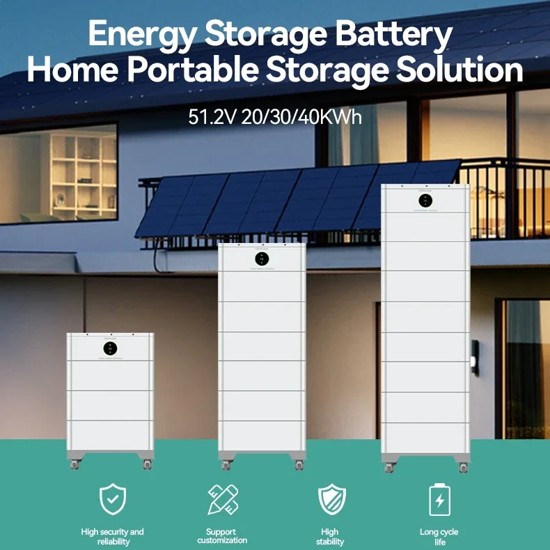 Movable ESS Battery Stackable Rechargeable 20kw 30kwh 40kwh 51.2V Solar System Energy Storage Lithium ion Batteries