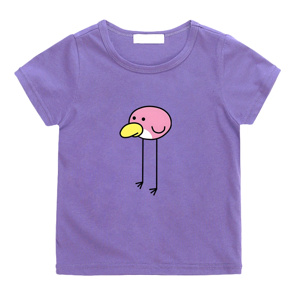 Huebird of Happiness Game Cartoon T-shirt Chick Kawaii Graphic Casual Tee-shirt 100% Cotton Short Sleeve O-neck Tshirt Boys/Girl