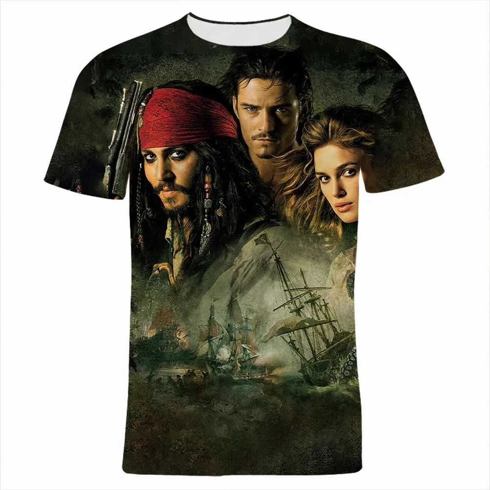 2024 Summer Disney Classic Movie Pirates of The Caribbean 3D Print T-shirt Summer Children T Shirt Short Sleeve Women Tee Tops