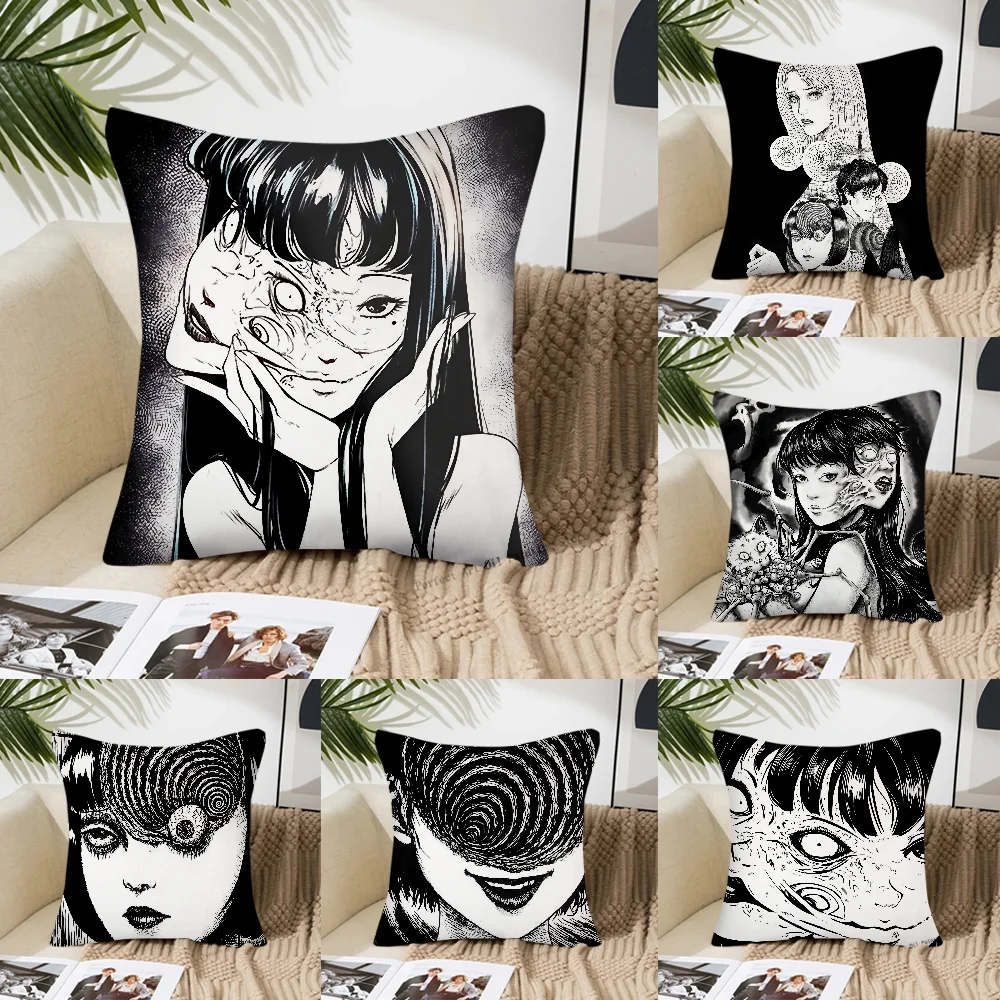 J-Junji Ito Horror Comics Pillow Case Square Pillow Bedroom Sofa Leisure Comfort Cushion Car Living Room Home Decoration