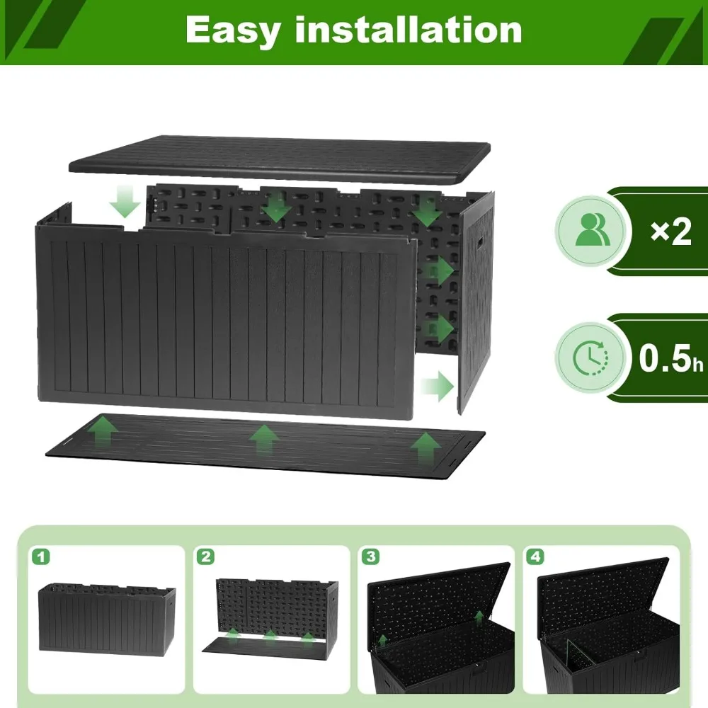 230 галлонов, водонепроницаемый ящик для хранения на открытом воздухе, очень большой пластиковый ящик для наружной террасы, устойчивый к атмосферным воздействиям, полимерный ящик для хранения патио с замком