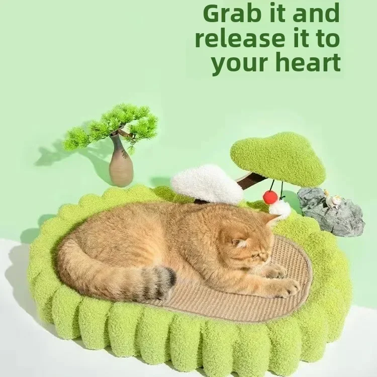 Money Tree Cat Toys Enlarged Oval Basin Sisal Cat Bed Cat Scratching Board Pet Supplies Round Cat Claw Board Dog Bed