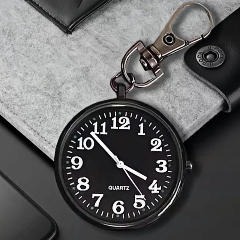 Fashion Mini Keychain Watch Unisex Round Dial Quartz Pocket Watch Portable Nurse Student Keychain Pocket Watch Man Women Gifts