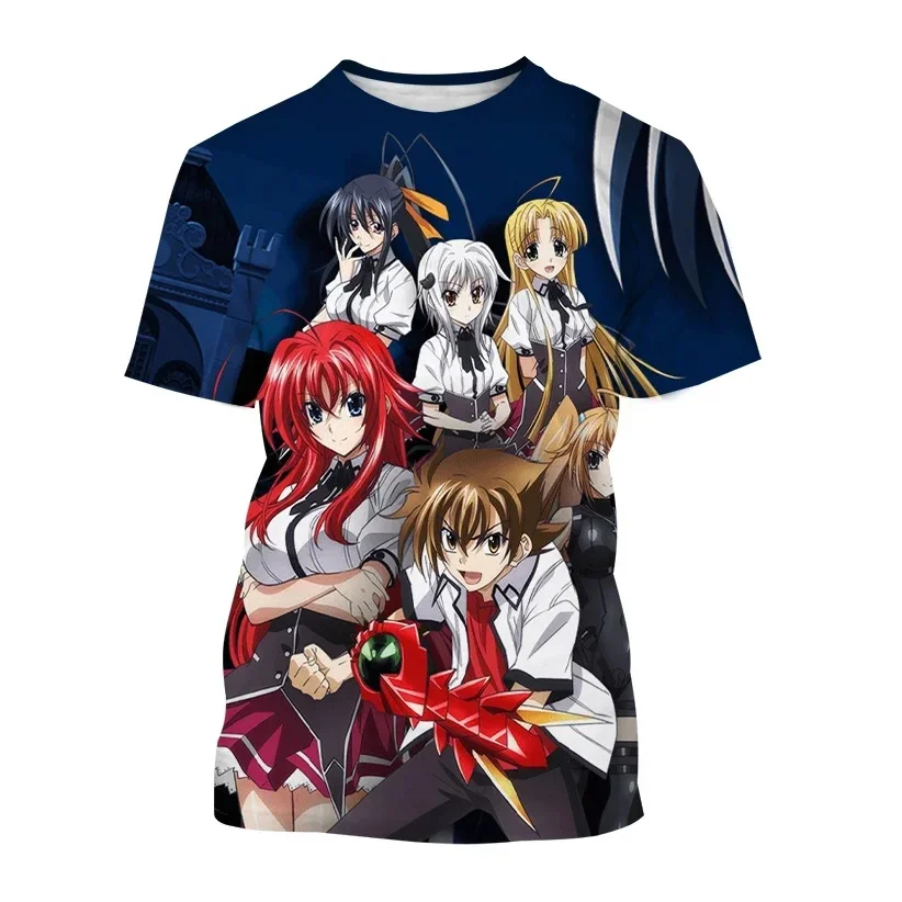 Summer High School DxD Anime Girl 3D Print T-Shirts Men Women Fashion Oversized Short Sleeve T Shirt Kids Tees Tops Man Clothing