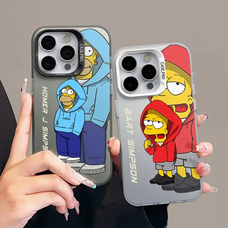 Cool Man Homer The Simpsons Colored Silver Case for Apple iPhone 11 13 15 Pro Max 12 14  XR X XS Funda Protective Phone Cover