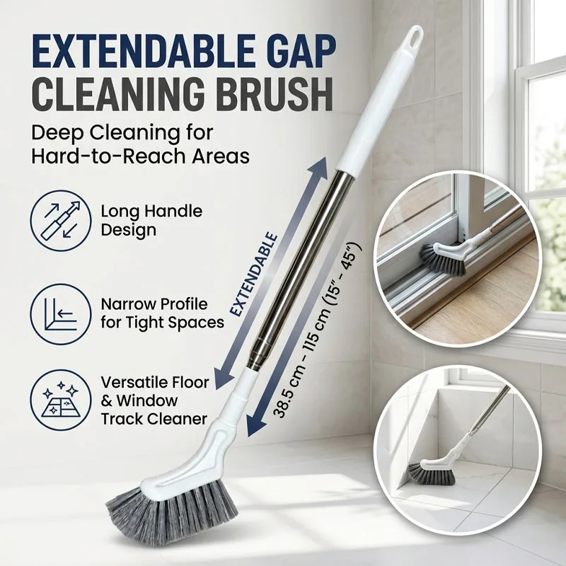 Telescopic Crevice Cleaning Brush Narrow Design Long Handle Scrubber Bathroom Bathtub Toilet Window Groove Kitchen Home Tool