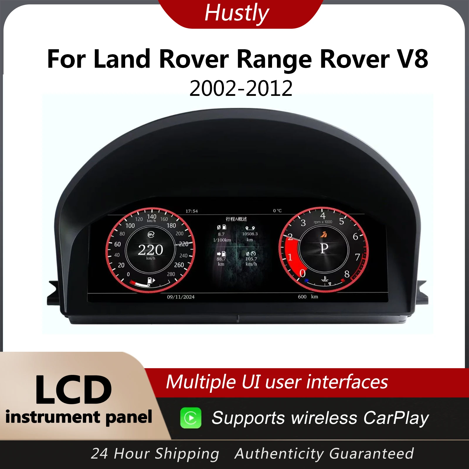 

12.3-inch cluster digital instrument cluster For Land Rover Range Rove V8 2002-2012 speedometer iOS CarPlay