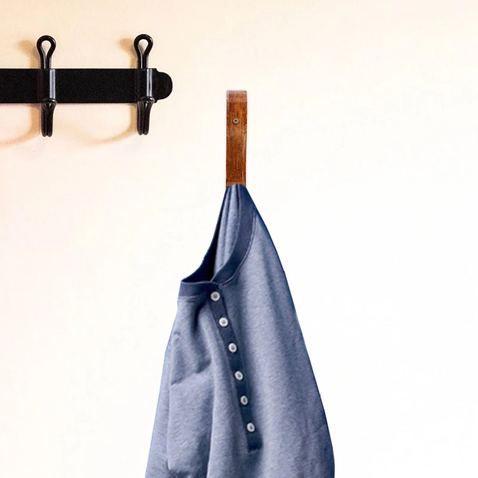 خطاف تثبيت على الحائط الخشبي بتصميم مدبب من الخيزران للمناشف وحقائب الظهر وحامل قوي للمطبخ والحمام #5