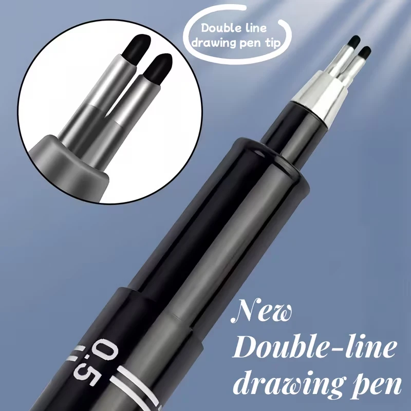 Dual-line gel pen / Dual-line fineliner;dual-tipped; specialized for outlining architectural drawing; available in 0.1/0.3/0.5mm