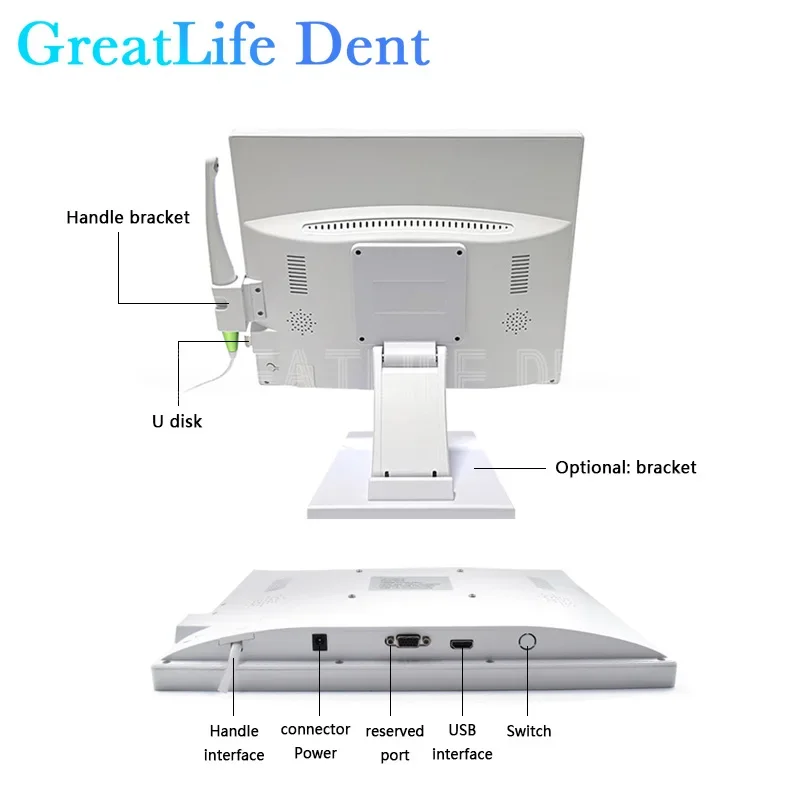 GreatLife Dent Wifi HD16 Million Pixel High-definition Endoscope 17Inch LCD Monitor Wireless Intraoral Camera Dental With Screen