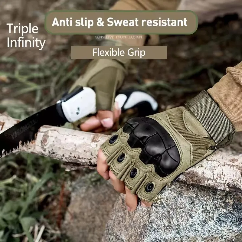 قفازات تكتيكية تعمل باللمس، تصميم للتخييم والمشي لمسافات طويلة وتسلق الصخور، قفازات مقاومة للاهتراء، حماية للياقة البدنية، دراجة نارية رياضية بإصبع كامل