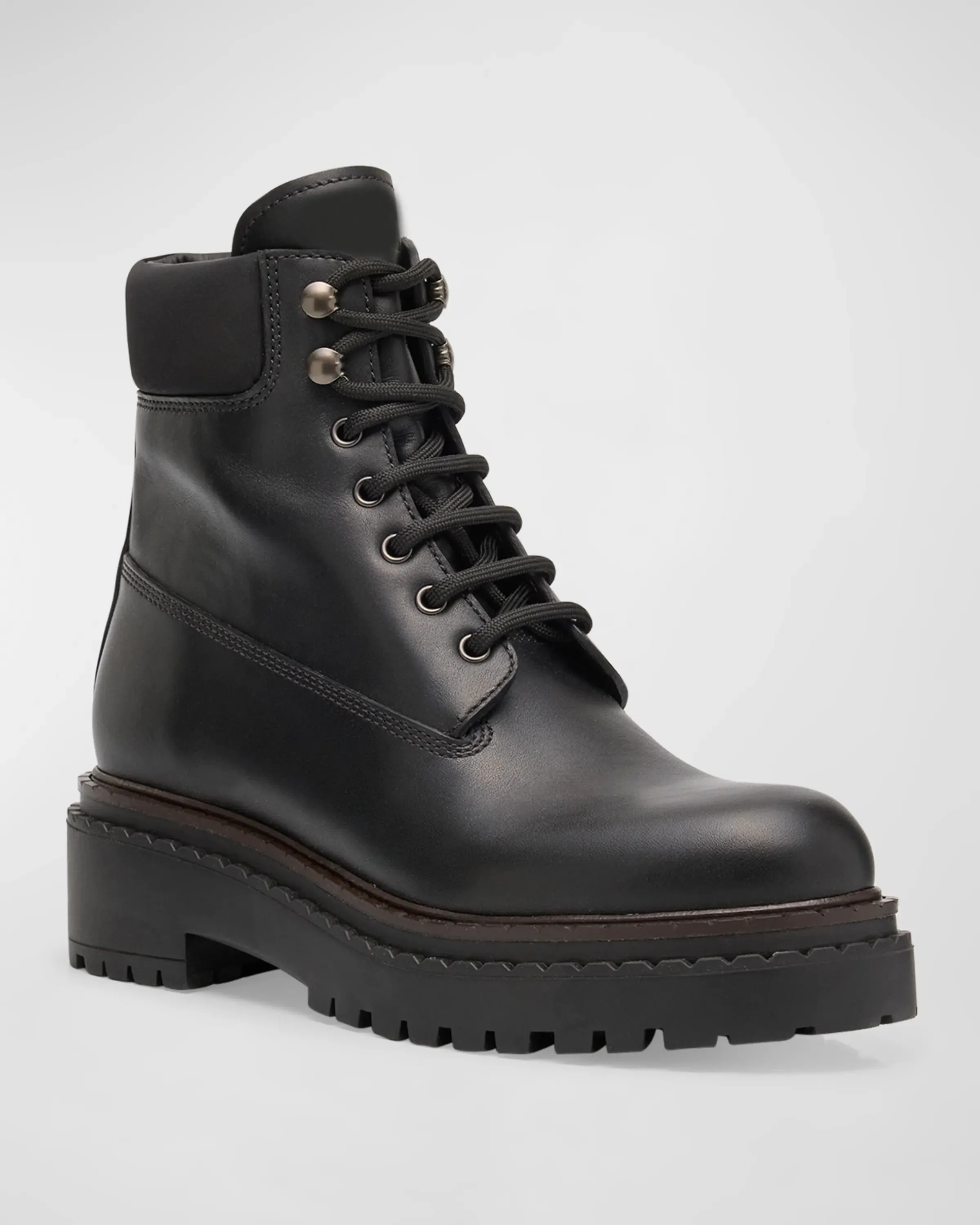 Damen Schokoladen leder Ranger Booties schwarz