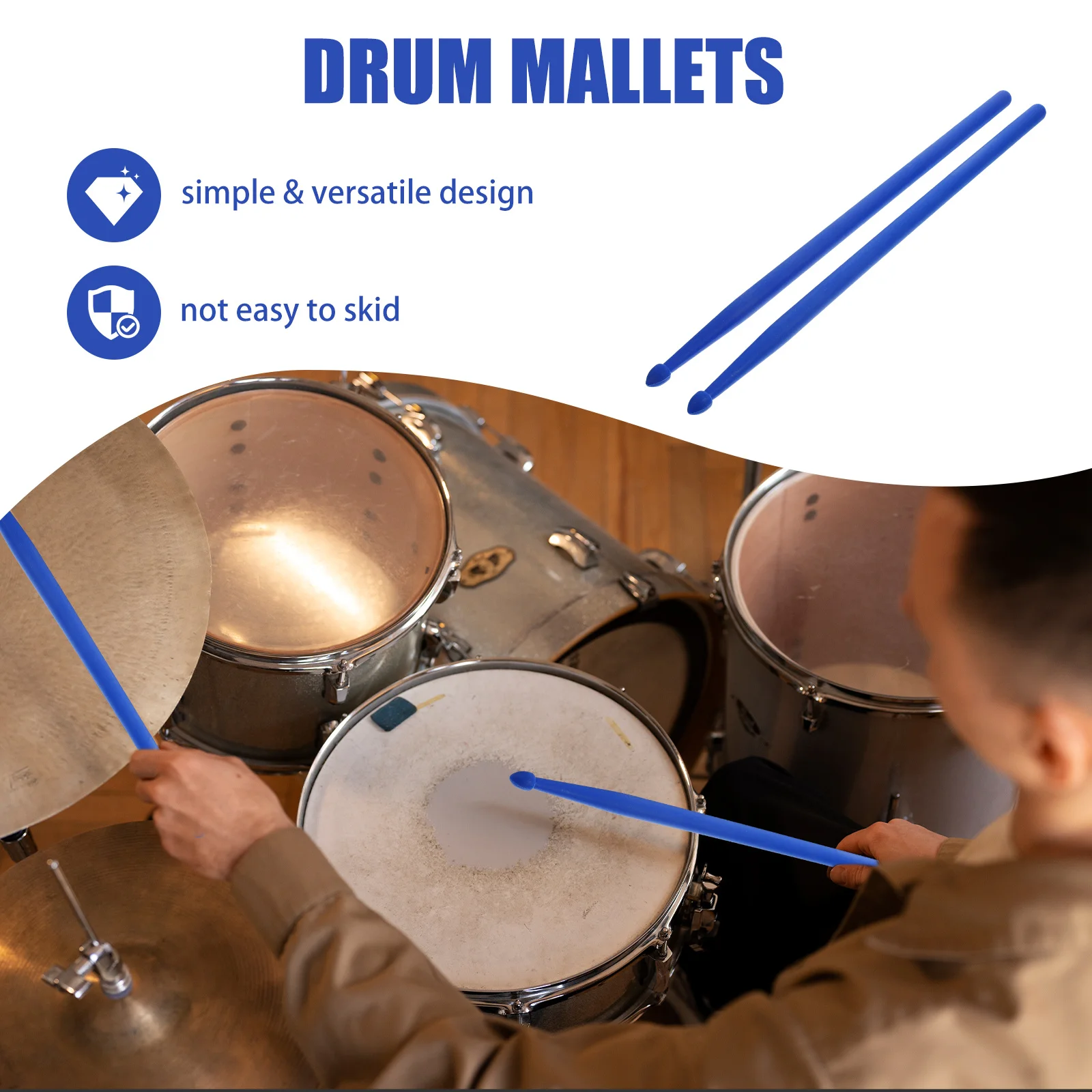 

Drum Sticks Nylon Tip Drumstick Practice Percussion Instrument Mallets for Beginners
