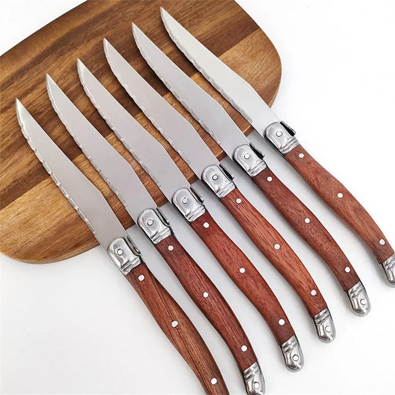 1/4/6/8, new Serrated Steak knife Set cutlery, household knife, sharp stainless steel paring knife/meat cutting/slicing knife