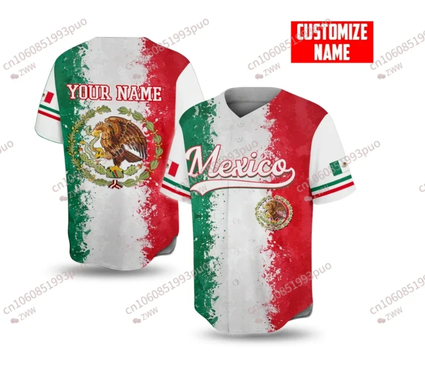 Cosmos México Custom Name Baseball Shirt, Funny Beach manga curta Sport Casual Jersey, NewFashion 3DPrint, Verão