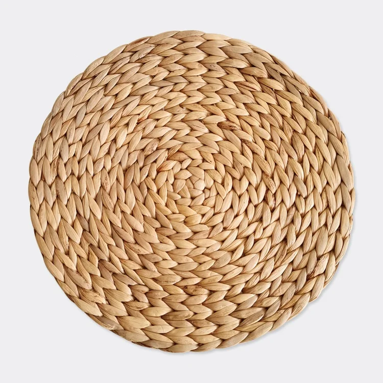 HeMu Natual Straw Weave Rattan Round Placemats Cups Mat Thickened Insulation Mat Dining Table Home Decor  Sand Pot Mat