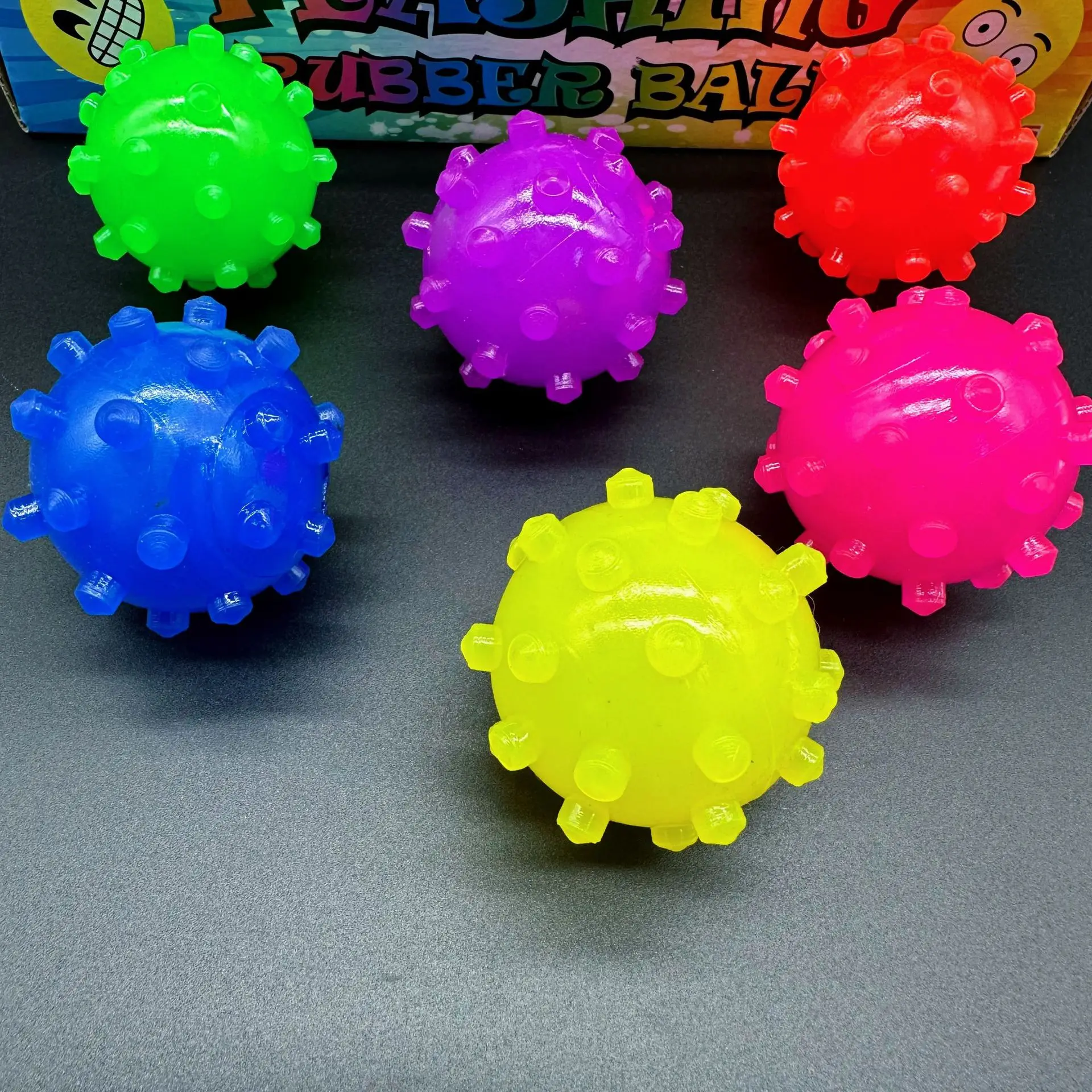 

New Small Column Ball Decompression Space Ball Children's Light-emitting Bouncy Ball Toys Creative Colorful Flash Ball Toys