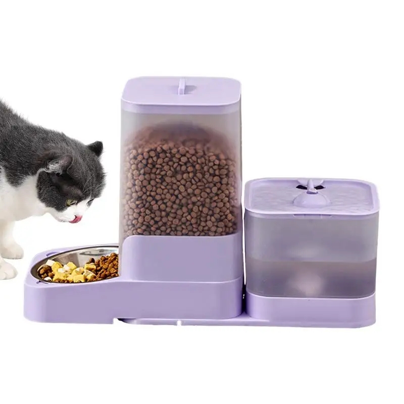 

Automatic Cat Food Dispenser Automatic Feeder Cat Food Dispenser Waterer With Stainless Steel Bowl Storage Container Pet