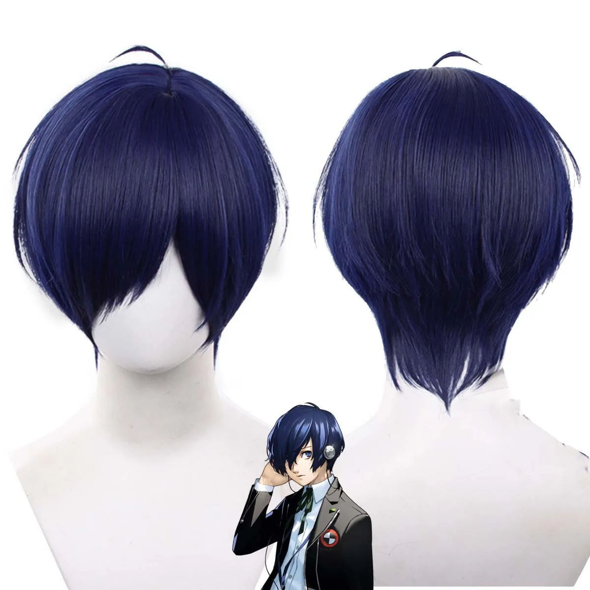 อะนิเมะยูกิ มาโคโตะคอสเพลย์วิกผมสังเคราะห์สั้นสีฟ้า