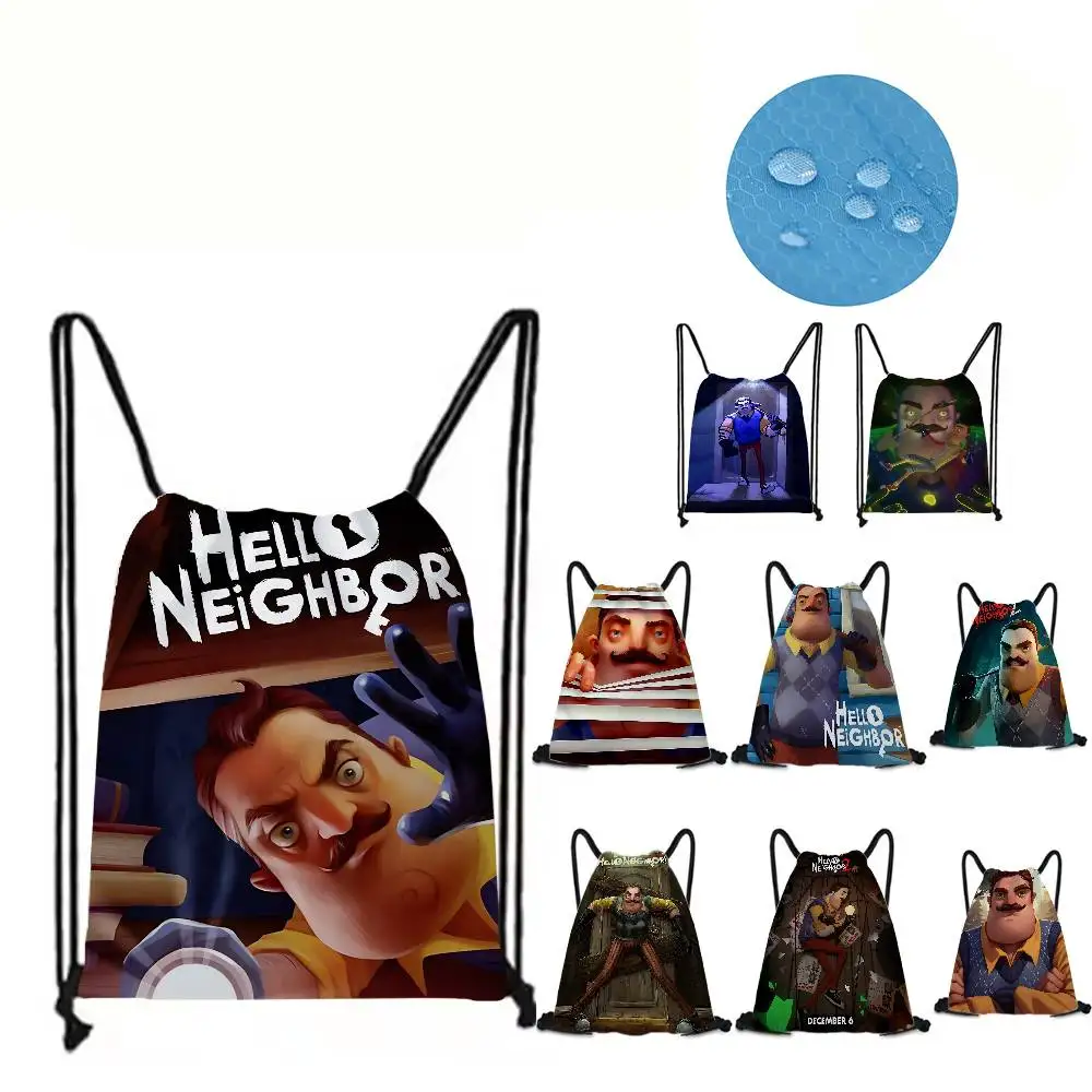 لعبة الرعب الشعبية Hello N-Neighbor 1 قطعة حقيبة ظهر برباط، حقيبة ظهر برباط قابلة للتعديل، حقيبة تخزين #6