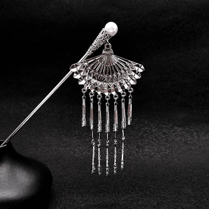 

Ancient-style wind chime, tassel, fan-shaped hairpin, women's walking, coiled hairpin