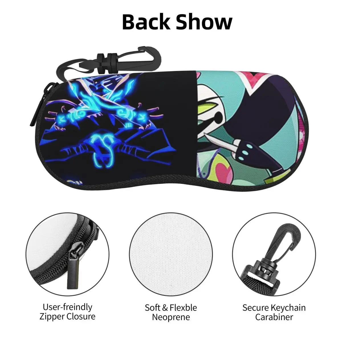 Fizzarolli Helluva Boss Shell Brillenetui, tragbare Sonnenbrillenbox für Damen und Herren, weiche Brillentasche