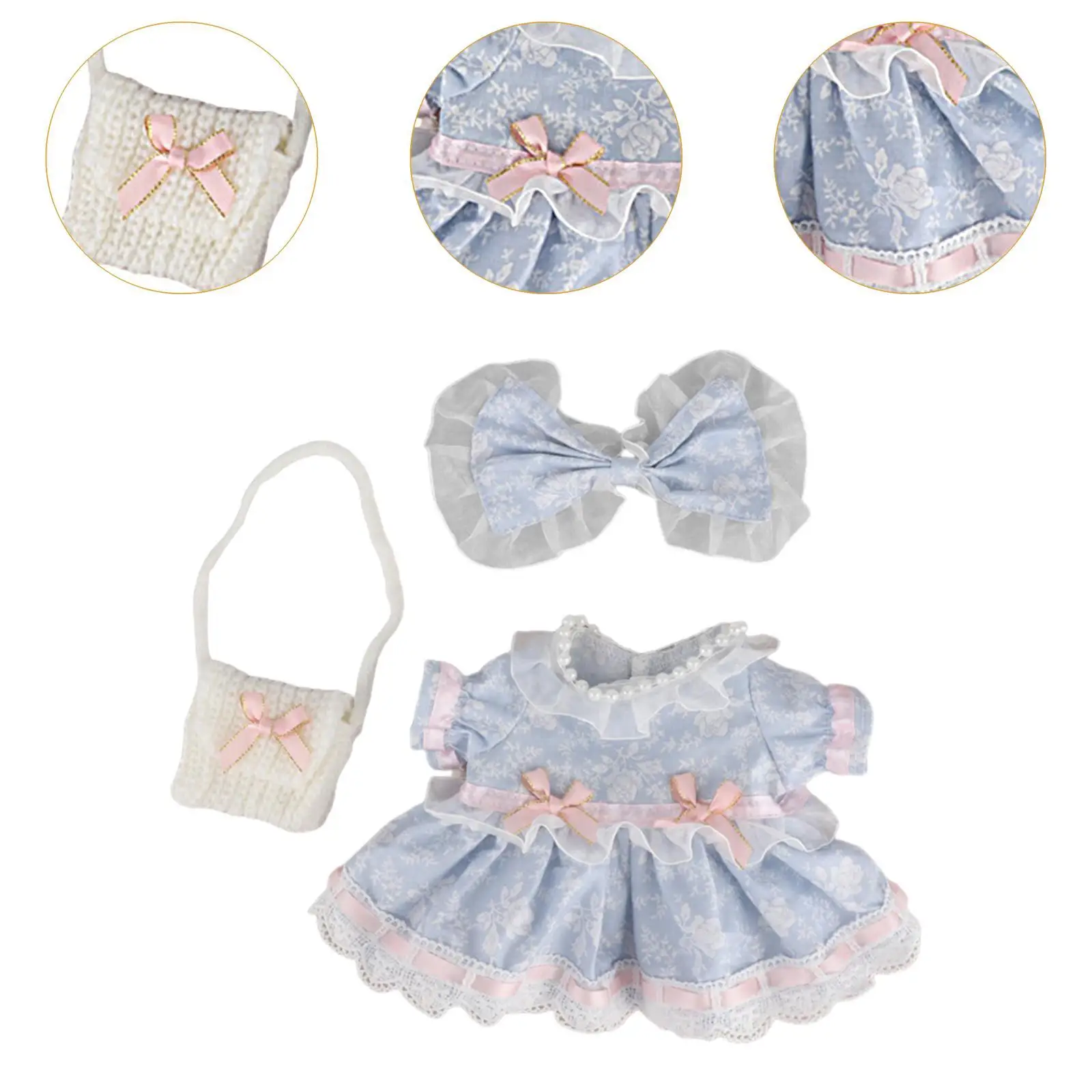 Vestido de muñeca de peluche de 3 piezas, accesorios para niños, vestido para muñeca de 14,96 pulgadas