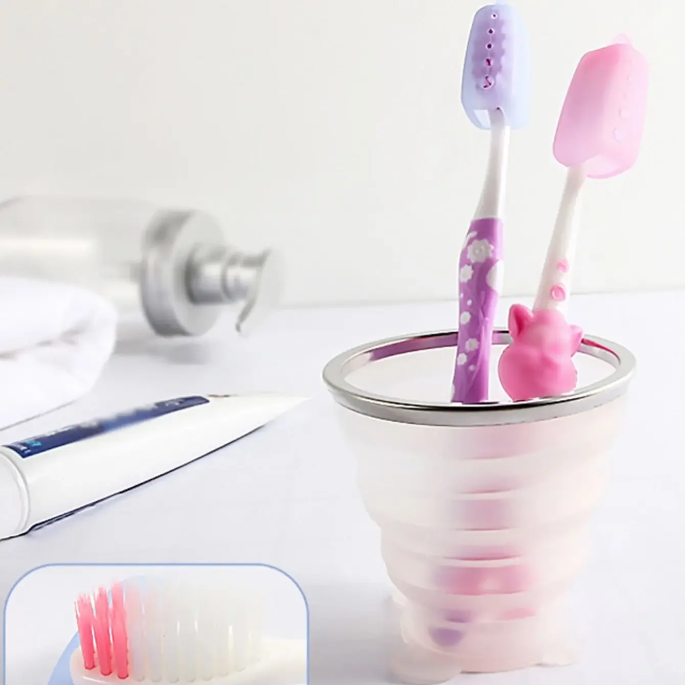 3pcs silicone toothbrush dust cover - random