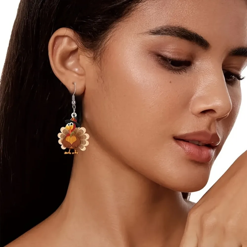 الشكر تركيا الاكريليك مزدوجة الوجهين قلادة الأقراط السيدات استرخى القرط غير مطلي مهرجان الخريف مجوهرات هدايا للنساء #3