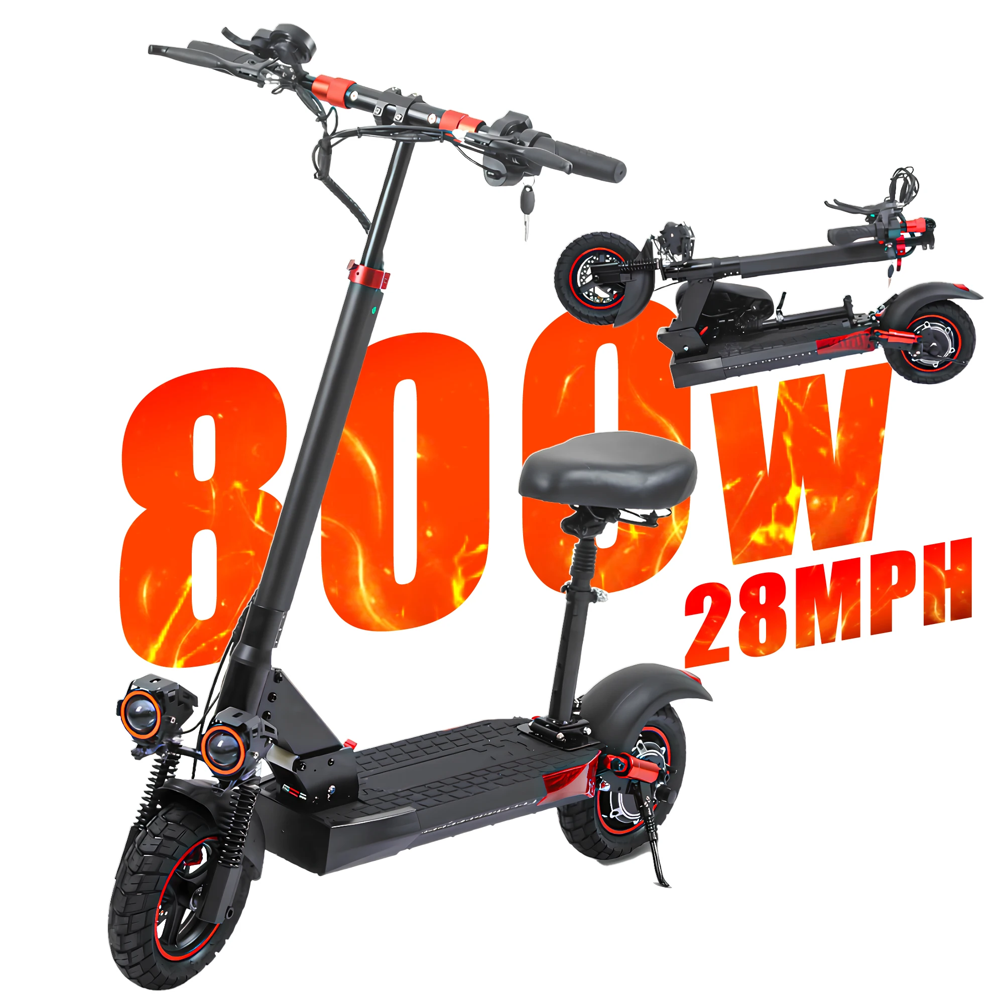 

Motor 800W Folding Electric Scooters With Seat For Adults Commuter 28MPH Fast Foldable E-Scooter Off-Road Tires Electric Scooter