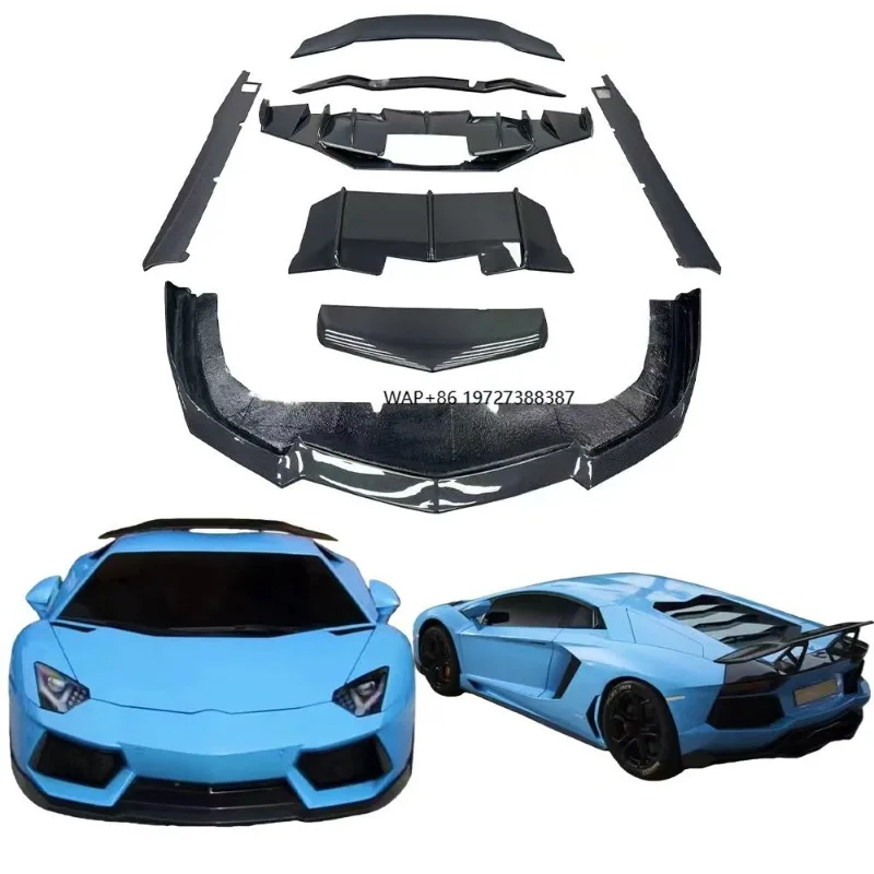 

For Aventador DMC Style Carbon Fiber Front Lip + Side Skirts + Rear Diffuser - Exterior Upgrade Kit