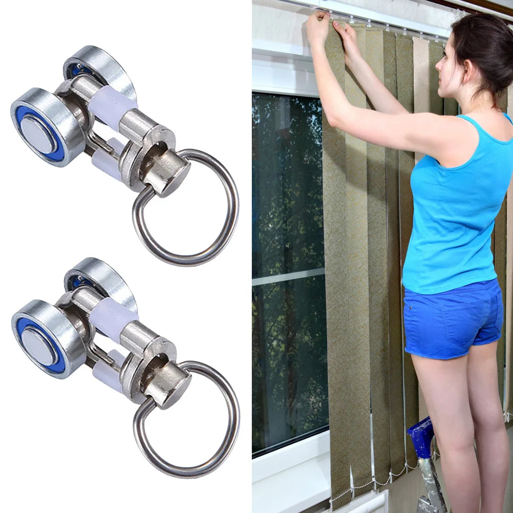 8 قطعة تحمل الأسطوانة المعدنية لمسار الستارة السلس انزلاق عجلة استبدال عربة بكرة الستار تركيبات الملحقات #1