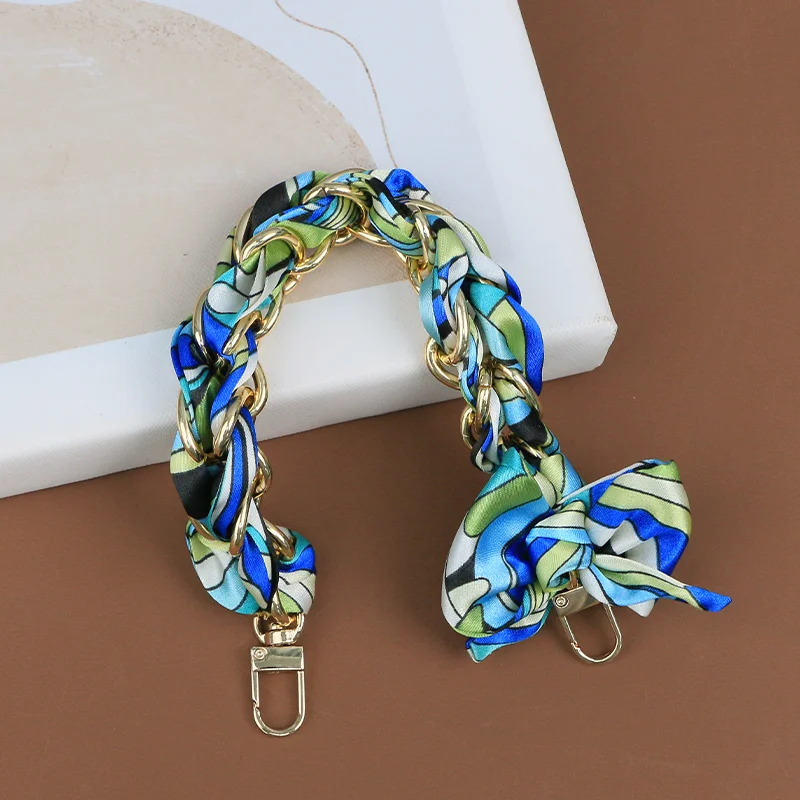 Suitable for round cake white cosmetic bag transformation silk scarf chain strap accessories Quality chain