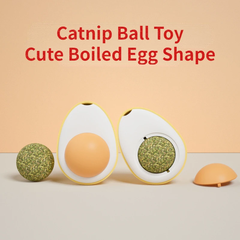 Cats Catnip Balls Rotatable Wall Stick-on Interactive Ball Toy Poached Egg Shaped Promote Digestion Cat Grass Snack Pet Supplies