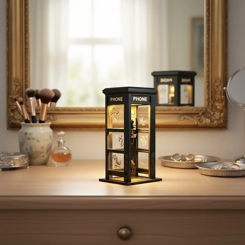 

Phone Booth Ambient Lamp with Warm LED Lighting Classic Telephone Booth Table Lamp for Bedroom Office Unique Home Decor Gift
