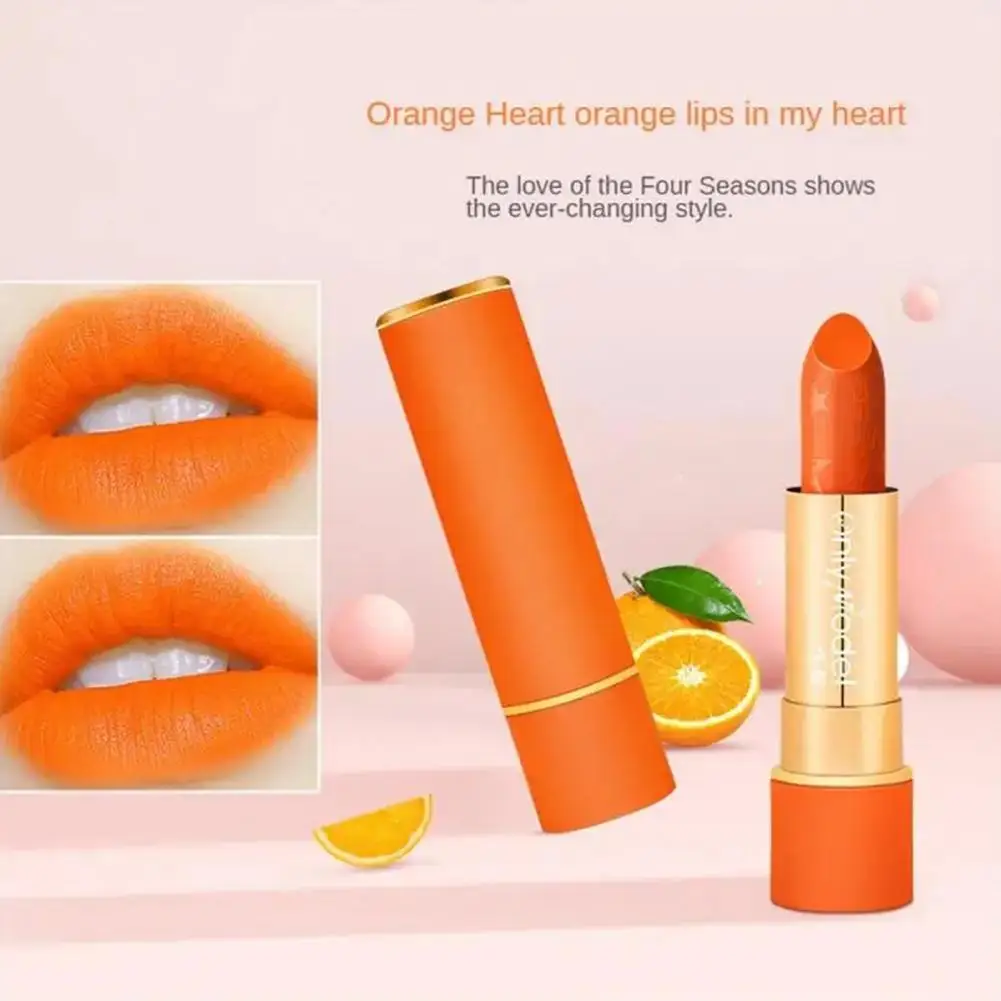 Carrot Lipstick Hydrating Smooth Energetic Bright Colors Lip Products Lipstick Long-lasting Orange Lipstick Beauty Y4Z4