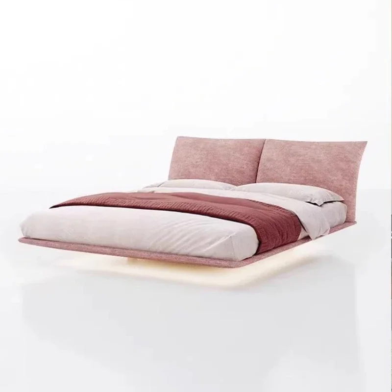 Petal bed master bedroom wedding bed Internet celebrity double bed chenille fabric simple modern soft bag  suspended