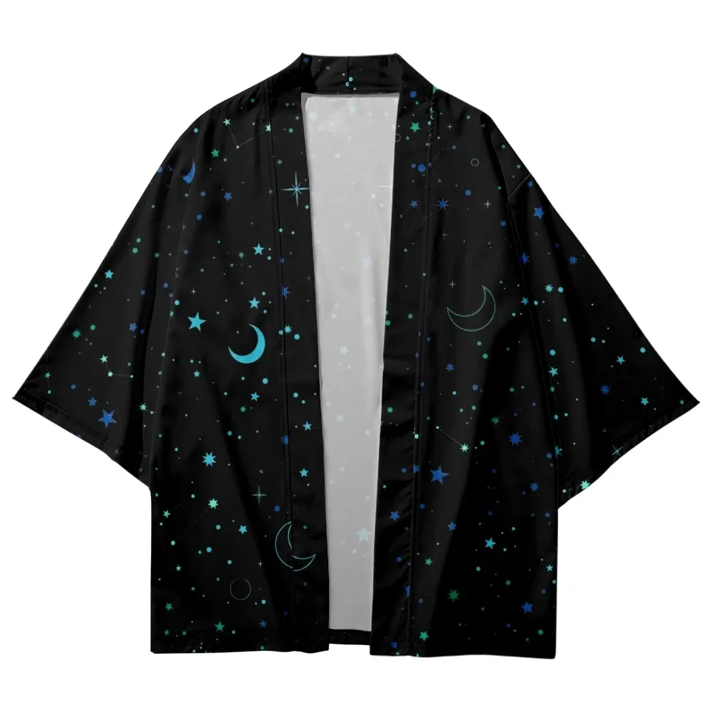 

Men and Women Japanese KimonosMoon Star Printing Japanese Fashion Samurai Kimonos Casual Loose Thin Coat Asian KimonosCardigan