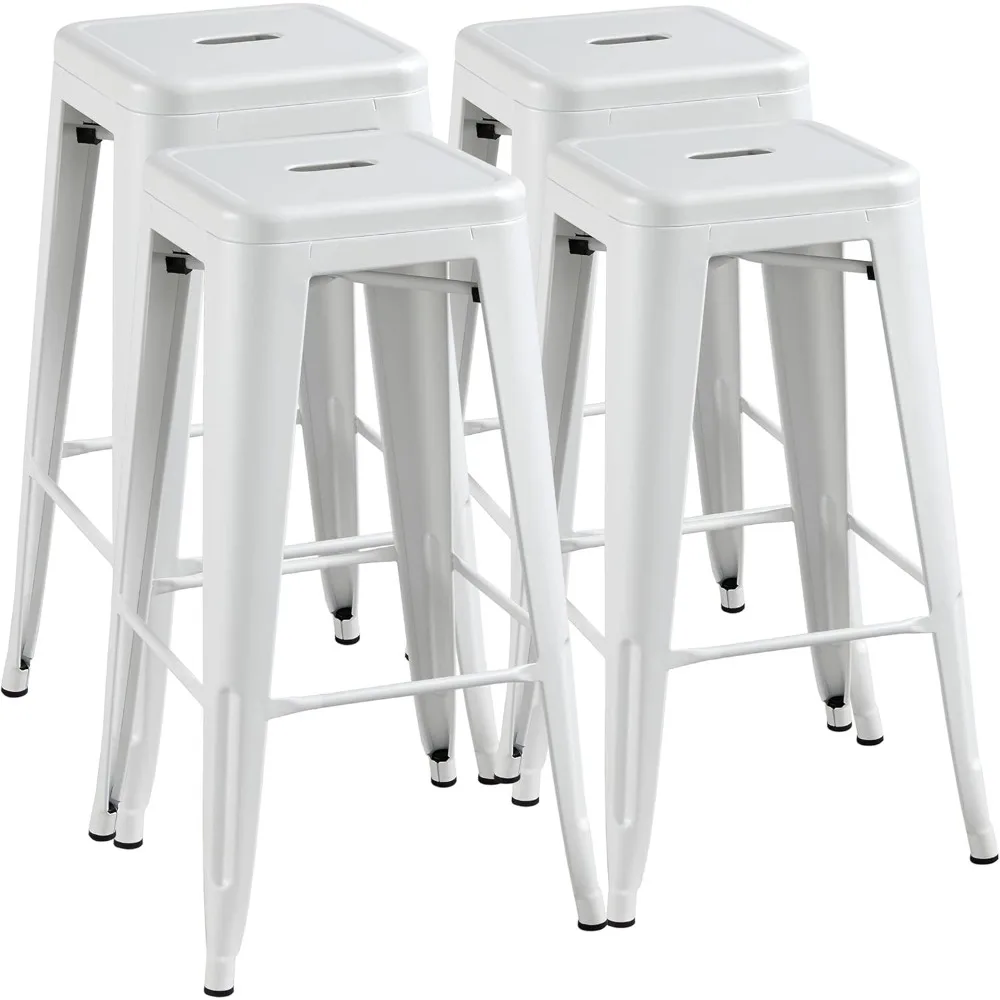 

30'' Metal Bar Stools 4PCS Bar Height Barstools Stackable Bar Chairs for Bistro/Patio/Cafe/Restaurant/Dining Room/Kitchen