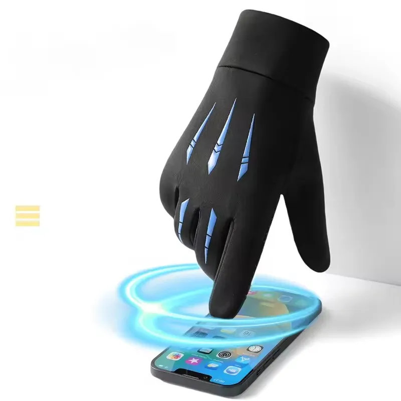 شاشة تعمل باللمس يندبروف قفازات دافئة للجنسين سميكة الكشمير الدافئة مقاوم للماء مطبوعة قفازات كاملة الأصابع ركوب قفازات عدم الانزلاق