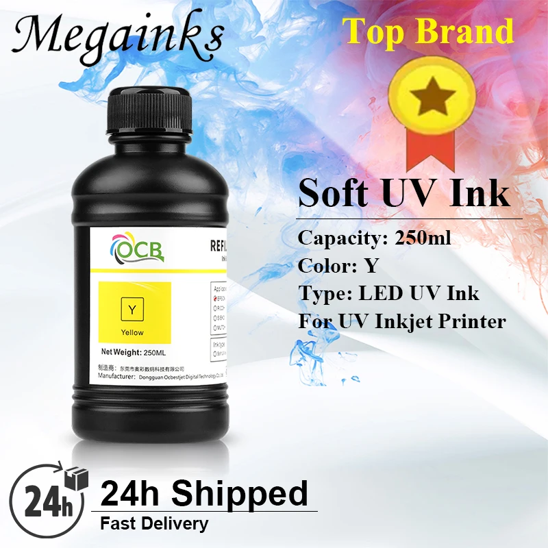 250ML*5 LED UV Ink for Epson 1390 1400 1410 DX4 DX5 DX6 DX7 Printhead for Roland Mimaki for Flatbed Inkjet Printer Soft UV Ink