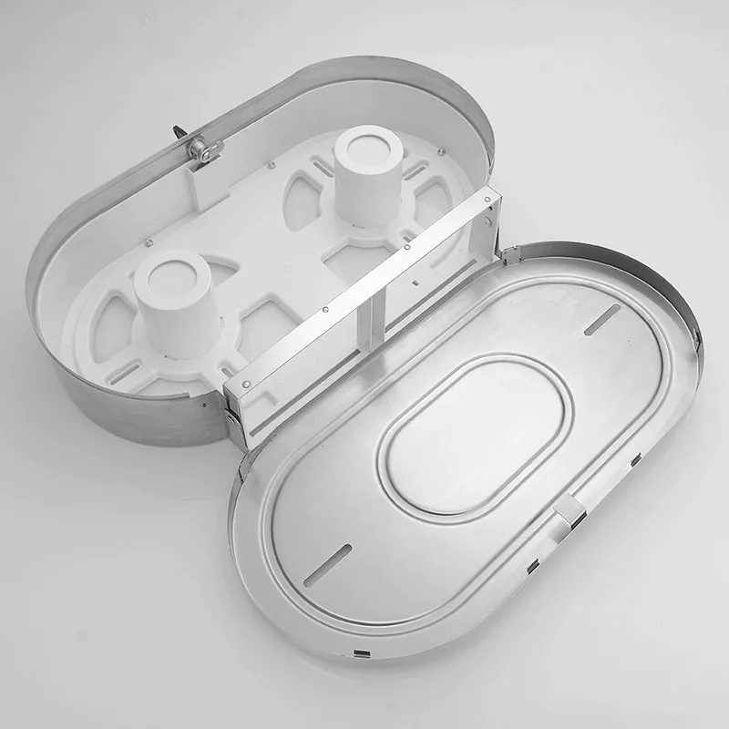 

Stainless steel, bathroom double roll tissue holder, large roll box
