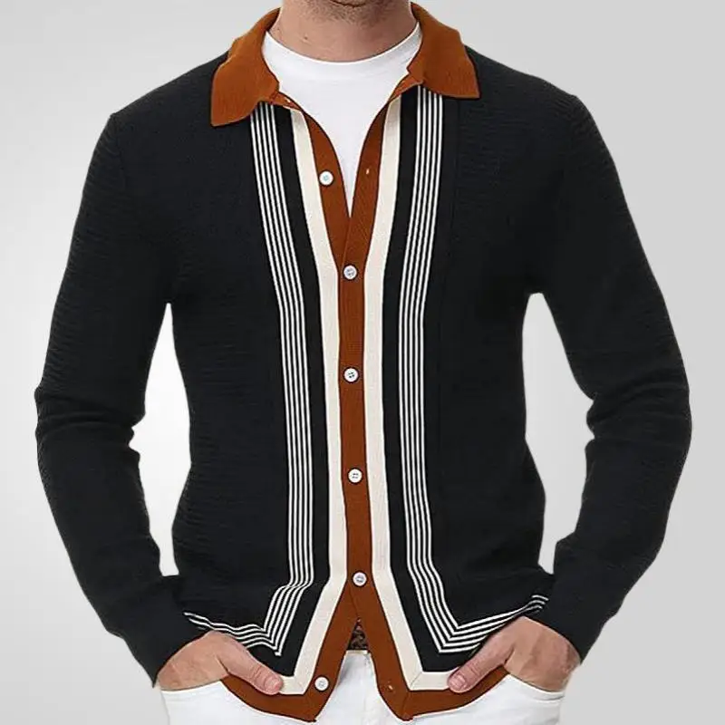 

Men's Long Sve Knitted Sweater Spring Autumn Coolmax Fiber Ciwalk Collar Inner Wear Thiened Nine Sve Length