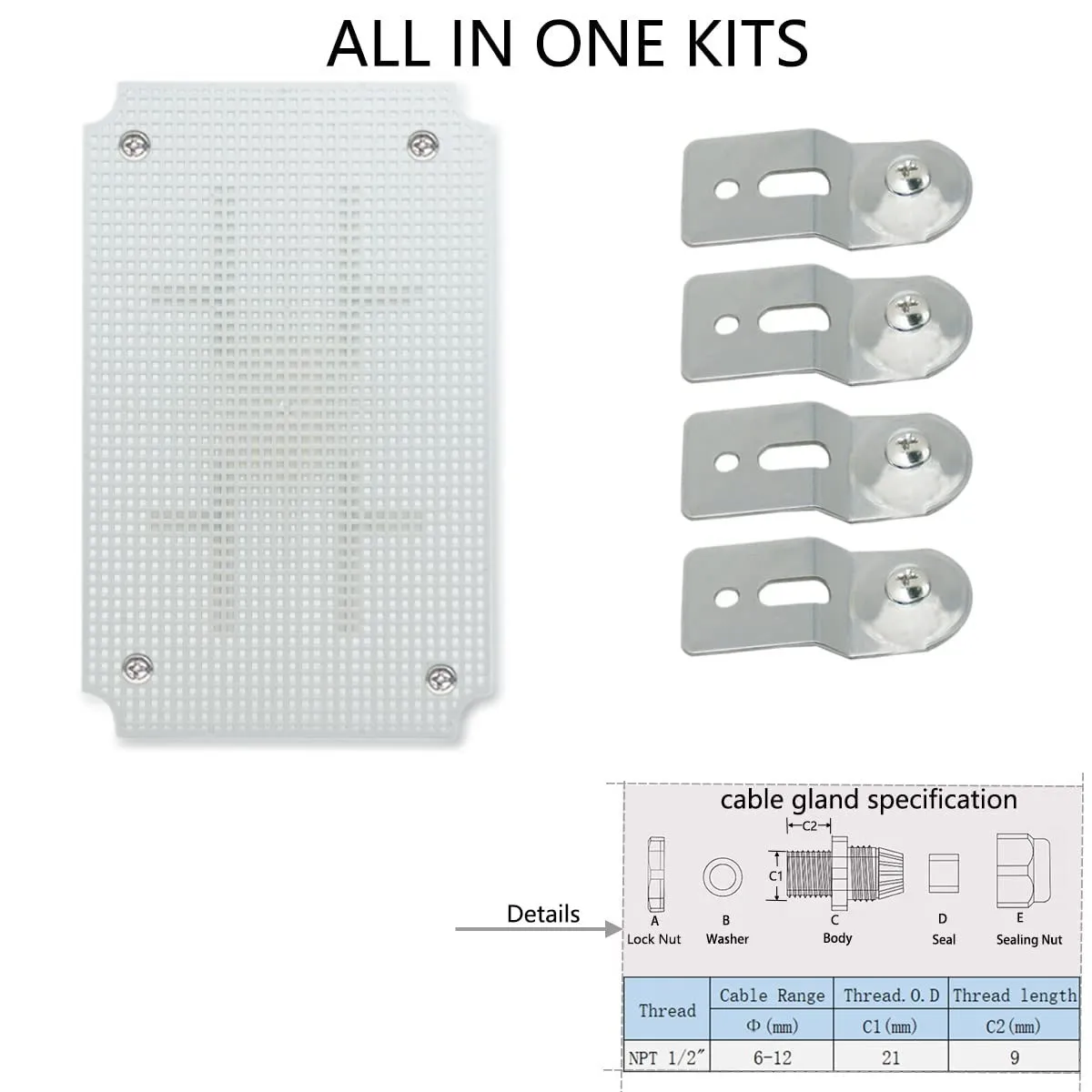 Junction Box, Hinged Cover IP67 Waterproof ABS Project Box , Electrical Box Enclosure with Mounting Plates