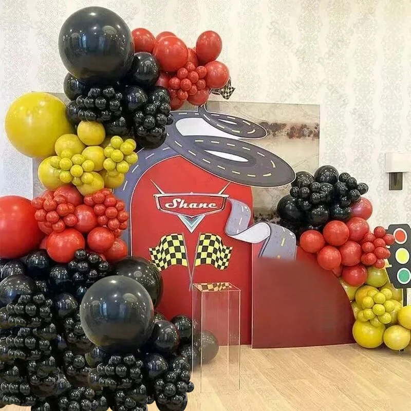 Kit de guirnaldas de arco de Globos de aluminio para coche de carreras, decoración para Fiesta Temática de cumpleaños, recuerdos de Baby Shower, Globos de aire, suministros de juguetes para niños, 121 Uds.
