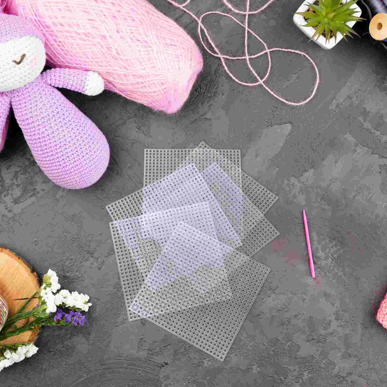 12 Pcs Manual Plastic Mesh Canvas Sheet Travel Cross Stitch Fabric for Eyes Patterns